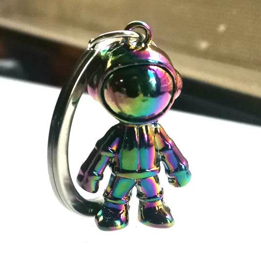 Oil Slick Rainbow Astronaut Keychain
