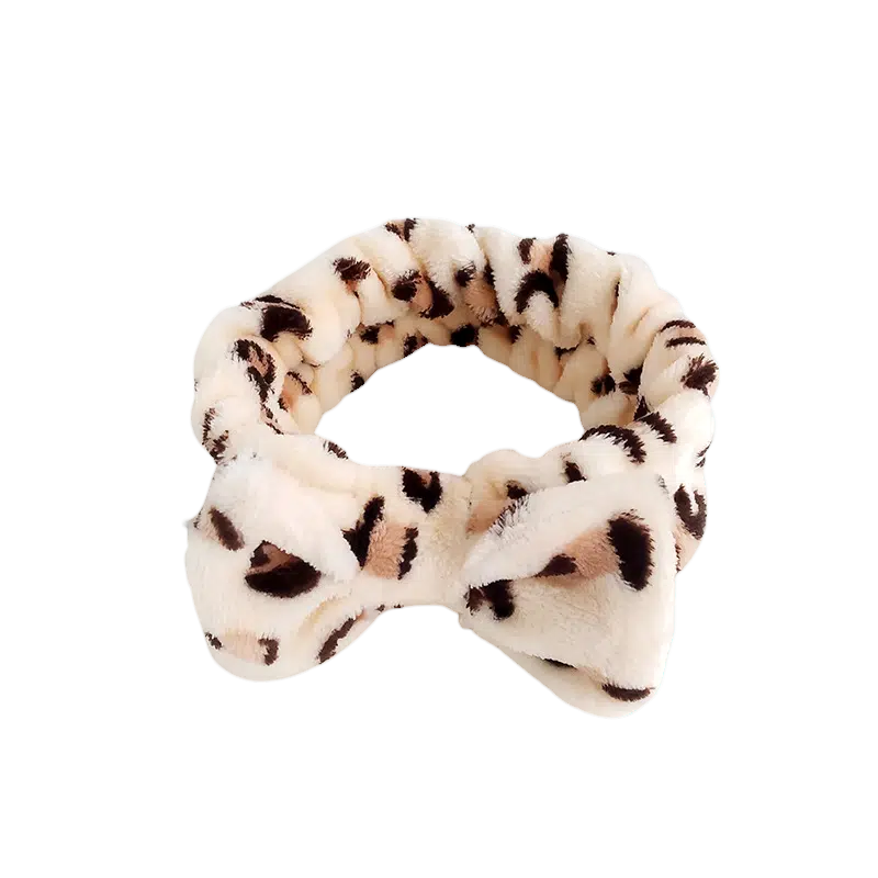 Fuzzy Furry Leopard Bow Headband (CR/BG)