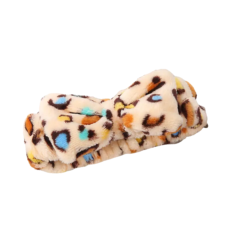 Fuzzy Furry Leopard Bow Headband (multiclr)