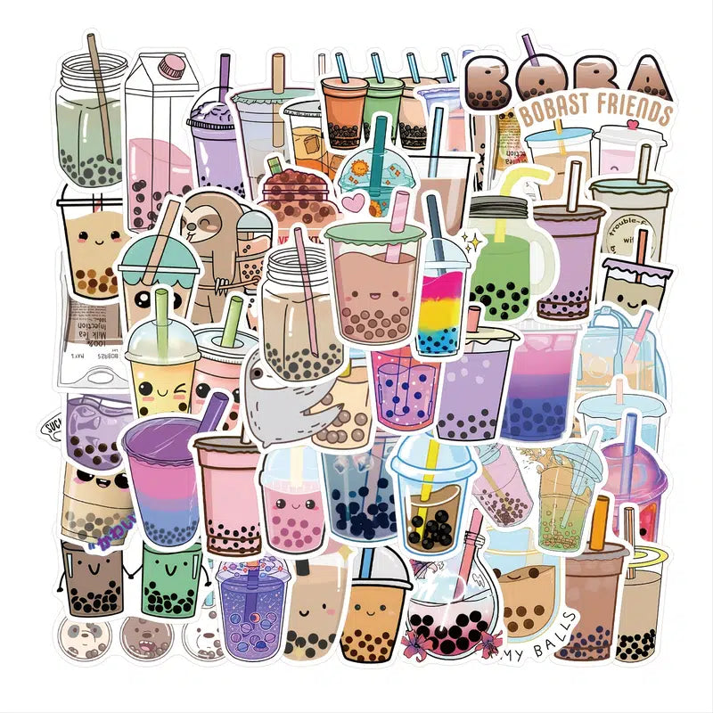 Boba Tea & Cute Animals Sticker Pack